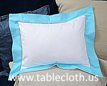 Baby Hemstitch Pillow Sham 12x16. White Aqua border